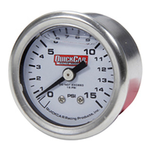 QuickCar Pressure Gauge 0-15 PSI 1.5" Liquid Filled