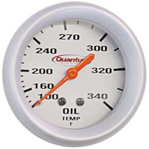 Quantum 310-2016 Oil Temperture Gauge - Silver Face, 100-340 Degree, Steel Case