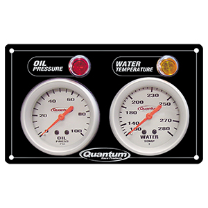 Quantum 310-5200 2 Gauge Panel - Silver Face, Oil Pressure, Water Temperture