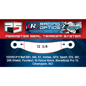 Racing Optics XStack Perimeter Seal Laminated Tearoffs, 10205CP, 12-3/8" Post Spacing, Shape Banana