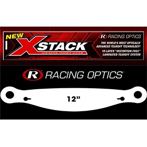 Racing Optics XStack Laminated Tearoffs, 10253C, 12" Post Spacing, Shape Banana (Stilo: ST5 Without Zylon Panel)