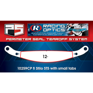 Racing Optics XStack Perimeter Seal Laminated Tearoffs, 10259CP, 12" Post Spacing, Shape Banana (Stilo: ST5 With Small Tabs)