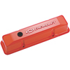 Chevrolet & Bowtie Emblem Die-Cast Valve Covers, Chevy S/B V8, 1958-86, Raised Emblem, Orange