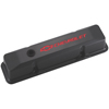 Chevrolet & Bowtie Emblem Die-Cast Valve Covers, Chevy S/B V8, 1958-86, Recessed Red Emblem, Carbon-Style