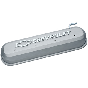 Chevrolet & Bowtie Emblem Die-Cast Valve Covers, Slant-Edge, Raised Emblem, Ls V8 Engines, Cast Gray.
