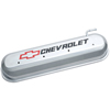 Chevrolet & Bowtie Emblem Die-Cast Valve Covers, Slant-Edge, Recessed Red/Black Emblem, Ls V8 Engines, Polished.