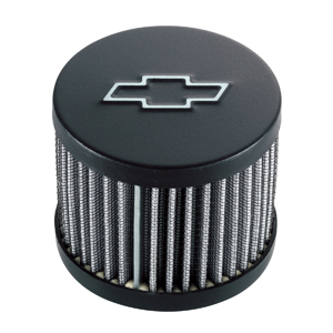 Chevy Bowtie Emblem Push-In Filter Air Breather Without Hood, 3 Diameter, Black Crinkle