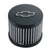 Chevy Bowtie Emblem Push-In Filter Air Breather Without Hood, 3 Diameter, Black Crinkle