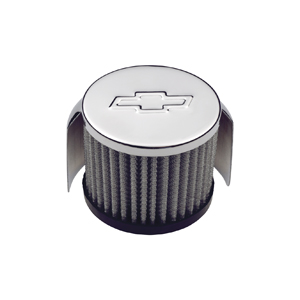 Chevy Bowtie Emblem Push-In Filter Air Breather With Hood, 3 Diameter.