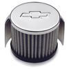 Chevy Bowtie Emblem Air Breather Cap, Filter Type With Hood, Clamp On Style 1 3/8