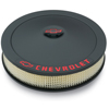 Chevrolet & Bowtie Emblem 14 Classic, Black Crinkle, Air Cleaner Kit W/ Bowtie Center Nut.