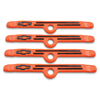 Chevy Bowtie Emblem V/C Hold-Down Clamps, Orange, Chevy S/B V8 & V6/90 Thru 1986