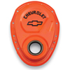Chevrolet And Bowtie Emblem Timing Chain Cover, Orange, Chevy S/B V8, 1969-91 And V6/90