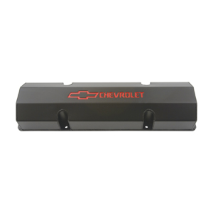 Chevrolet & Bowtie Emblem S/B Fabricated Aluminum Valve Cover-No Baffle-Black