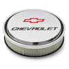 Chevrolet & Bowtie Emblem Die-Cast Slant-Edge Air Cleaner Kit, Polished,Recessed Red/Black Emblem