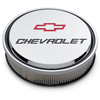 Chevrolet & Bowtie Emblem Die-Cast Slant-Edge Air Cleaner Kit, Chrome, Recessed Red/Black Emblem