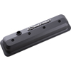 Chevrolet & Bowtie Emblem Die-Cast Slant-Edge Valve Covers Center Bolt. S/B V8, 87-Ls, Black Crinkle, Raised Emblem