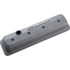 Chevrolet & Bowtie Emblem Die-Cast Slant-Edge Valve Covers Center Bolt. S/B V8, 87-Ls, Cast Gray Crinkle, Raised Emblem