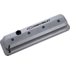 Chevrolet & Bowtie Emblem Die-Cast Slant-Edge Valve Covers Center Bolt. S/B V8, 87-Ls, Polished, Recessed Red/Black Emblem