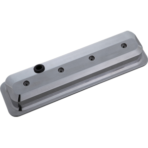 Chevrolet & Bowtie Emblem Die-Cast Slant-Edge Valve Covers Center Bolt. S/B V8, 87-Ls, Polished, No Emblem