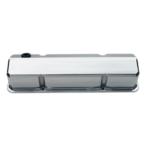 Chevy Die-Cast Valve Covers, Slant-Edge, S/B V8, 1958-1986, No Emblem, Polished
