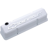 Chevrolet & Bowtie Emblem Die-Cast Valve Covers, Slant-Edge, Raised Emblem, Chevy S/B V8, 1958-1986, White