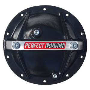 Rear End Cover, Gm, 10 Bolt, 8.2 / 8.5, Aluminum, Black, Perfect Launch Logo