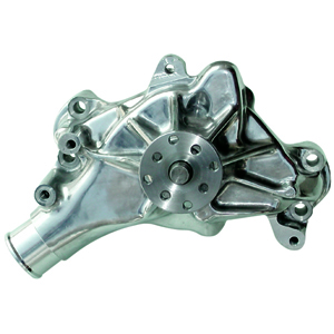 High Flow Mechanical Aluminum Water Pump, Chevy S/B, Polished, Long