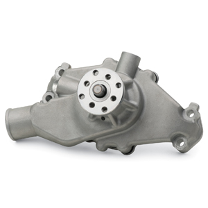 High Flow Mechanical Aluminum Water Pump, Chevy S/B,  Satin Finish, Short