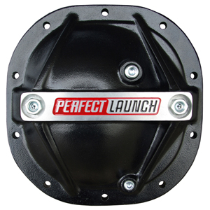 Rear End Cover, Ford, 8.8, Aluminum, Black, Perfect Launch Logo