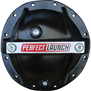 Rear End Cover, Gm, 12 Bolt, Aluminum, Black, Perfect Launch Logo