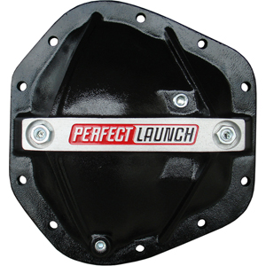 Rear End Cover, Dana 60, Aluminum, Black, Perfect Launch Logo