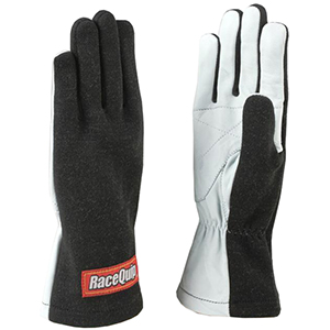 RaceQuip 1 Layer Nomex Non-SFI Basic Race Gloves, Black, Size X-Large