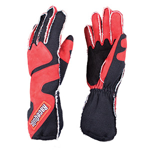 RaceQuip SFI-5 Driving Glove, Red/Black, Outseam W/Closure, Size 2X-Large