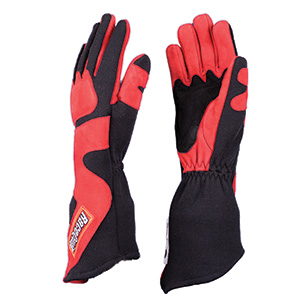 RaceQuip SFI-5 Driving Glove, Red/Black, Long Angle Cut, Size X-Large