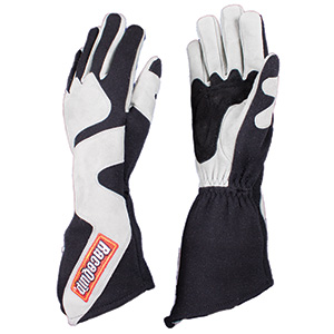 RaceQuip SFI-5 Driving Glove, Gray/Black, Long Angle Cut, Size Medium