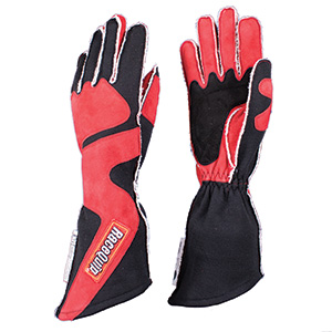 RaceQuip SFI-5 Driving Glove, Red/Black, Outseam Angle Cut, Size Large