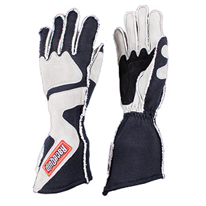 RaceQuip SFI-5 Driving Glove, Gray/Black, Outseam Angle Cut, Size 2X-Large