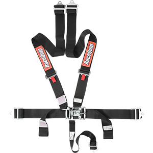 RaceQuip Latch & Link Racing Harness, 5-Point, Pull Down Lap Belt, Black