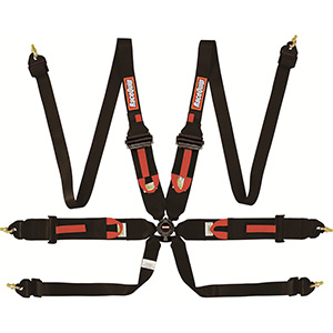 RaceQuip FIA 6 Point Camlock Harness Set, 3" to 2" HANS/FHR Shoulders, Black