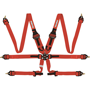 RaceQuip FIA 6 Point Camlock Harness Set, HANS/FHR Shoulders, Red