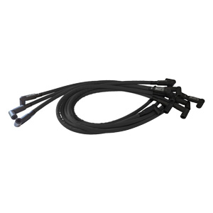 Scott Performance Small Block Chevy Ignition Wire Set- 30 OHM, Silicone Sleeved, Under Header, HEI, High Temp 90 Degree Boots,Includes 18 Inch Premade Coil Wire- Black