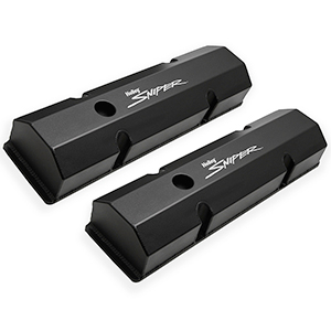 Sniper 890010B Fabricated Aluminum Valve Covers - Small Block Chevy, Black