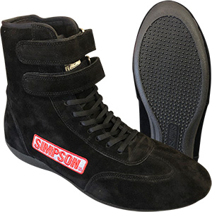 Simpson High Top Driving Shoes, Black, Size 7.5