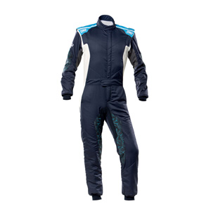 OMP Racing Tecnica Hybrid Suit, Navy Blue/Cyan Size 64
