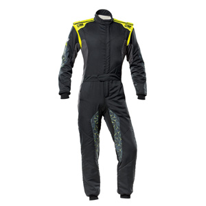 OMP Racing Tecnica Hybrid Suit, Black/Florescent Yellow Size 50