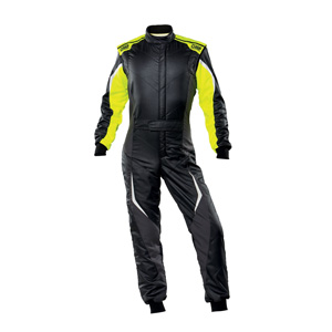 OMP Racing Tecnica Evo Suit, Black/Florescent Yellow Size 54