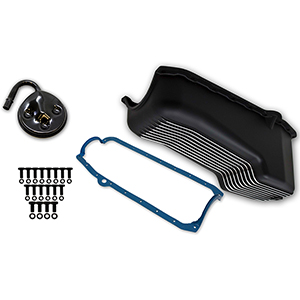 Weiand Alum Oil Pan Kit Blk Sbc Finned