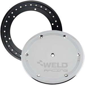 Weld Beadlock Ring, 15", 16-Hole, Bolt-On, 6-Hole Polished Mud Cover