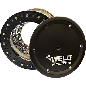 Weld Wide 5 XL Racing Wheel, 15" x 10", 4" Offset, Black Modified Beadlock, With Black 6-Hole Cover